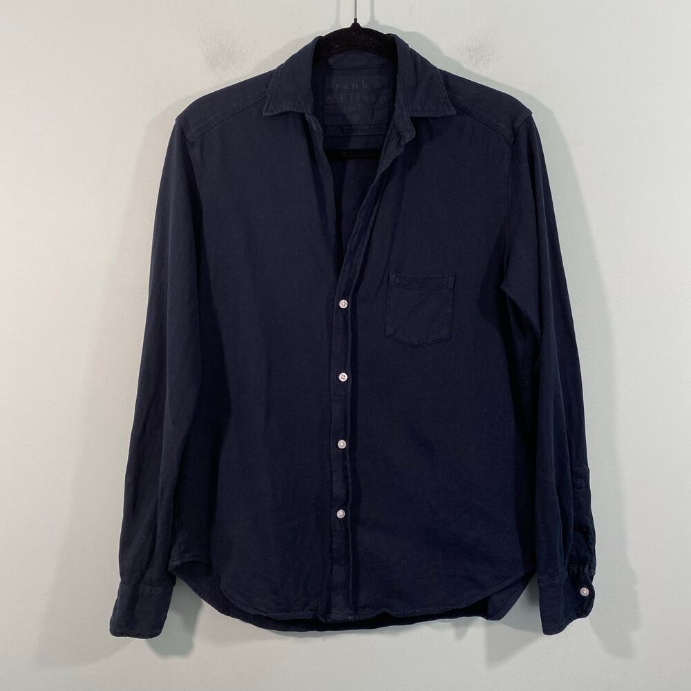 Frank & Eileen Tee Lab Labeileen HJ Black V-neck Button Up Shirt Size XS